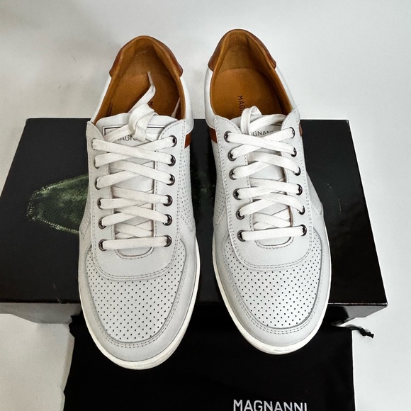 Magnanni Shoes Magnanni Echo1 Men White And Tan Sneakers Genuine
